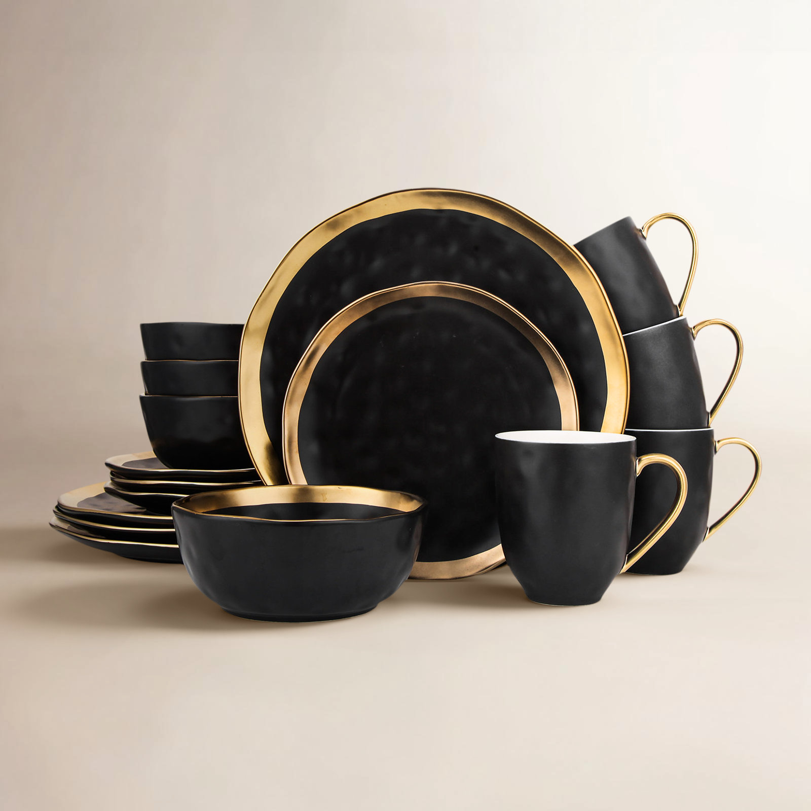 Porcelain Dinnerware Set, Black
