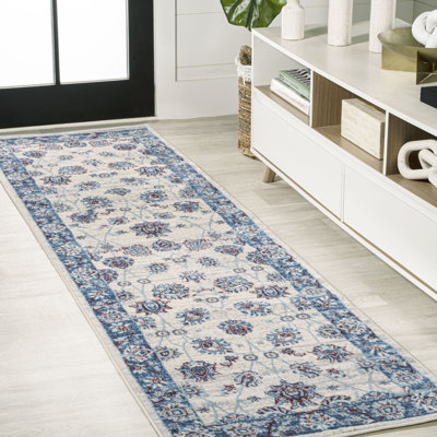 Tapis bleu / ivoire / rouge Nandita