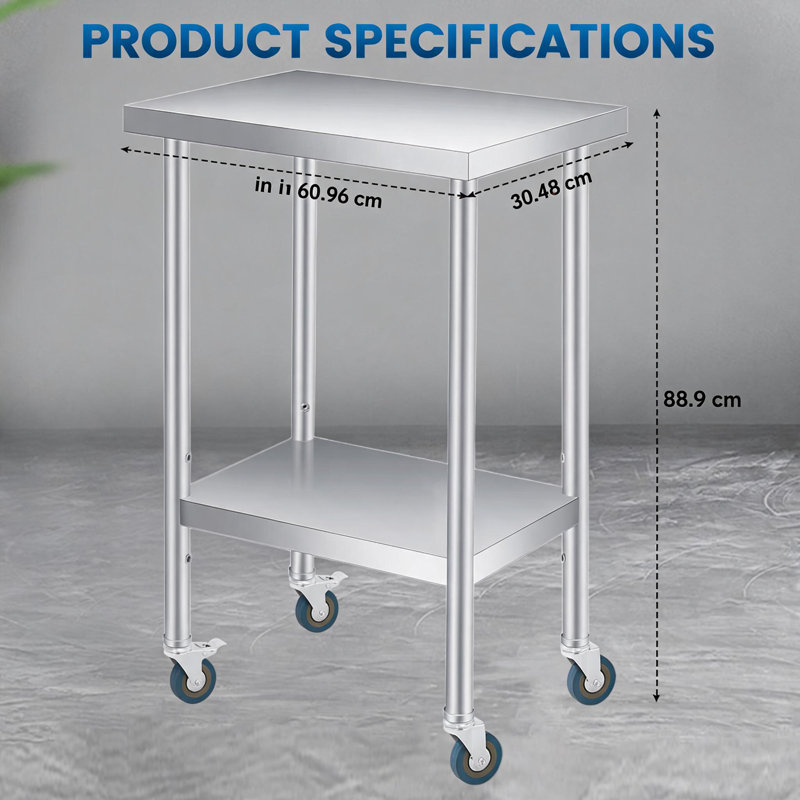 Stainless Steel Table, NSF Prep & Work Table with Adjustable Under Shelf and Pre-Assembled Table Foot, for Restaurant, Kitchen, Home – Easy to Install