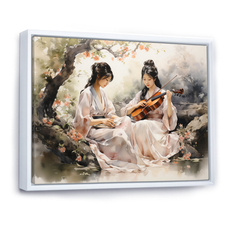 «China Art Jasmine Tea» - impression, H 24 po x l 32 po x P 1 po, Cadre flottant blanc