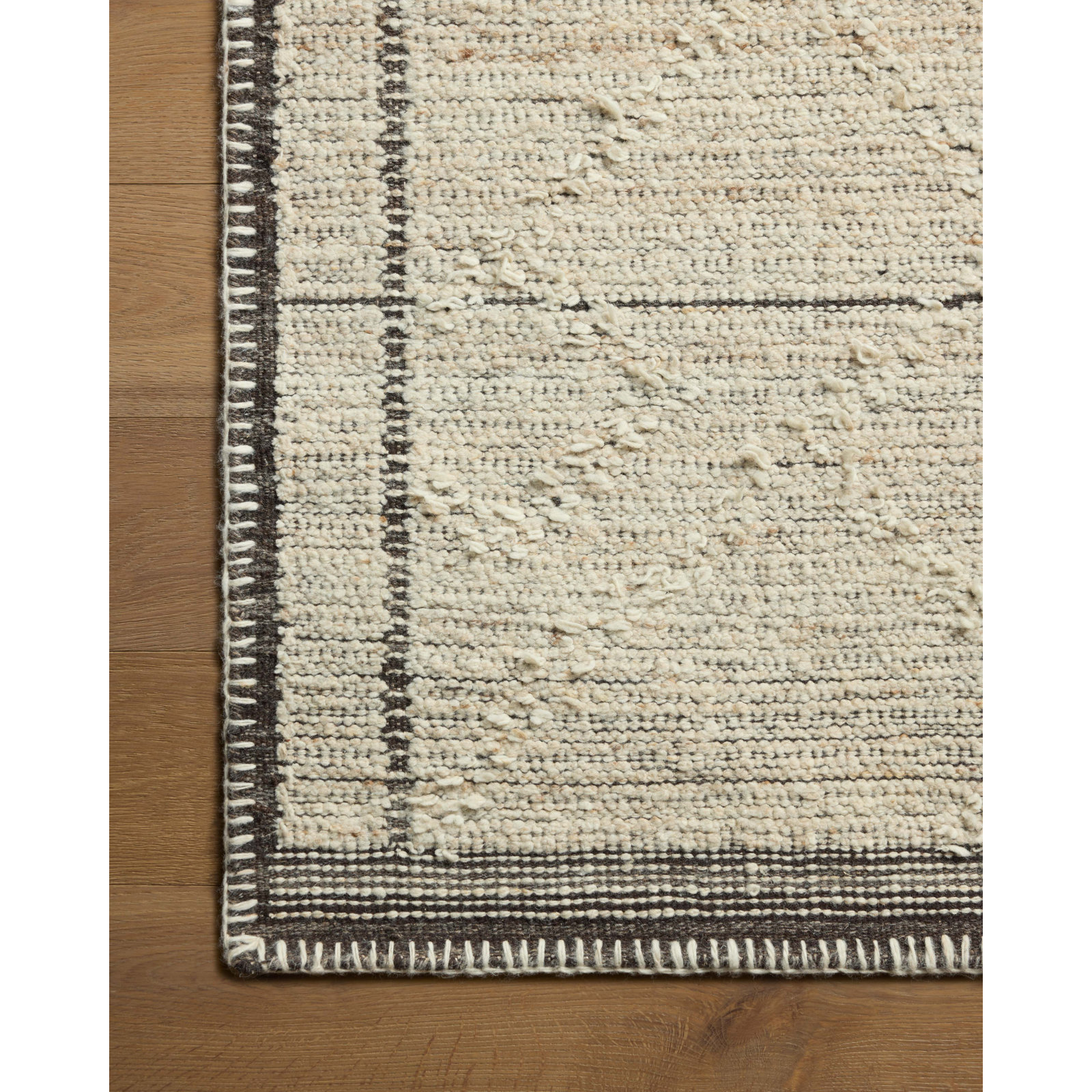 Amber Lewis x Loloi Bowie Ivory / Mocha Area Rug, Rectangle 4' x 6'