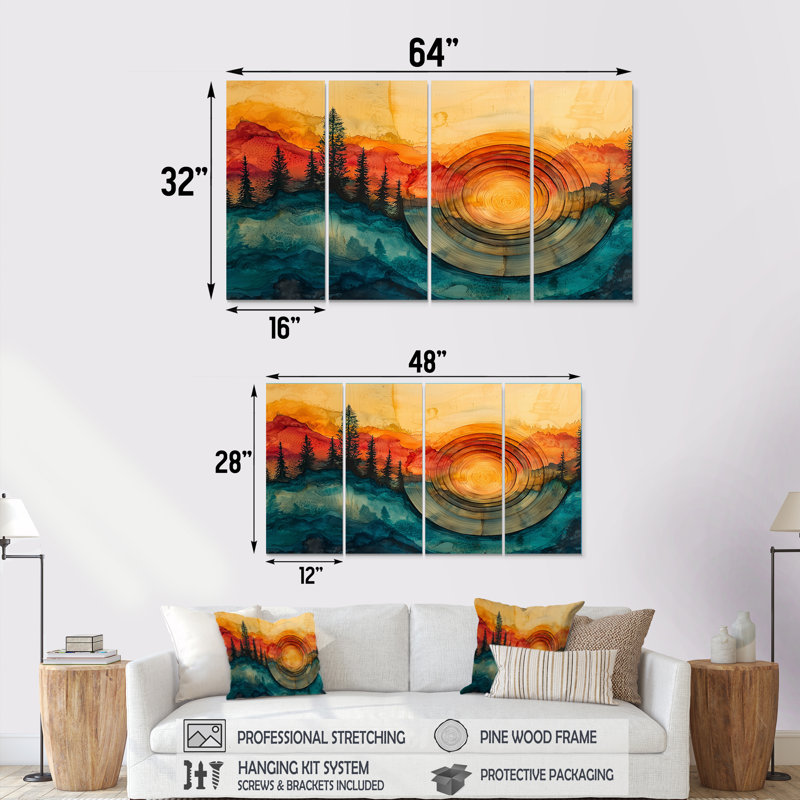 Westerfeld - Forest Wall Art - ensemble de décorations murales traditionnelles, H 32 po x l 64 po, 4