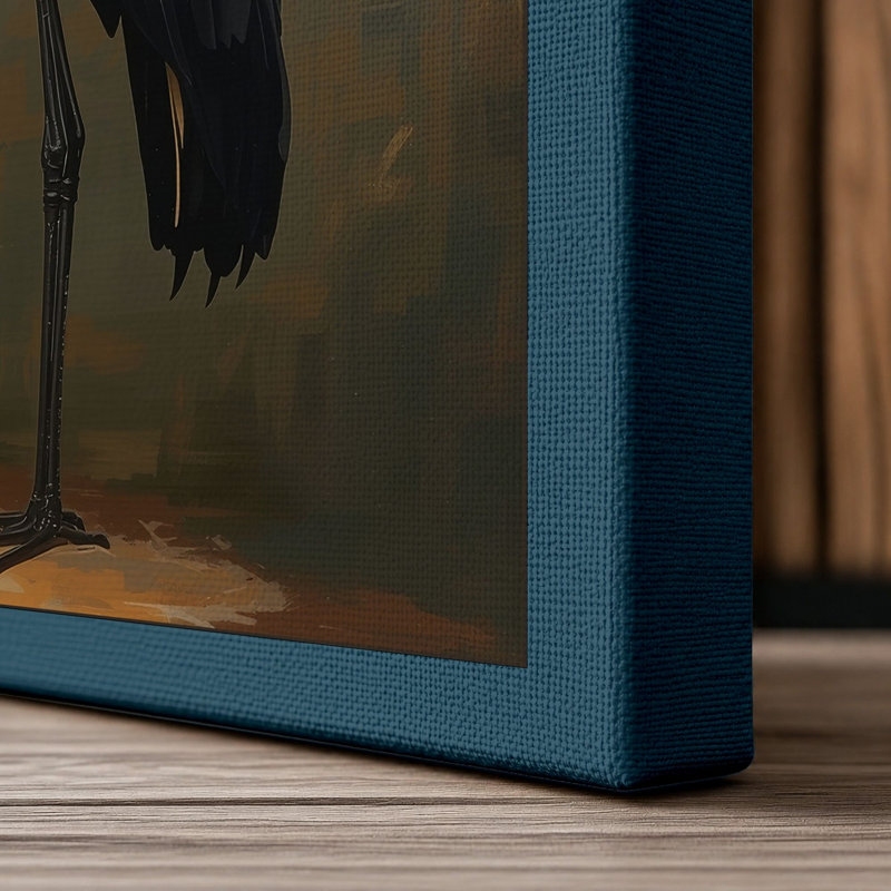 Wading Bird Boho - Wrapped Canvas, 18x12 - 45.7 x 30.5 cm, Teal Border