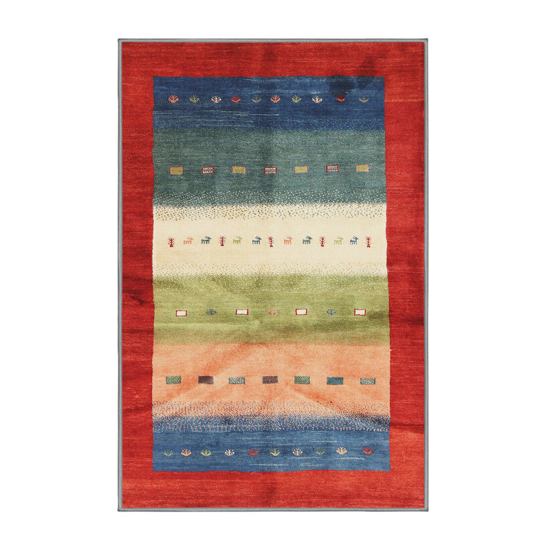 Tapis contemporain rouge / beige Platzer, Rectangle 5 pi x 8 pi