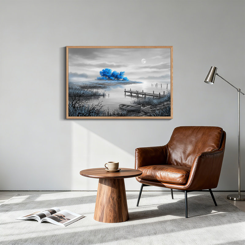 Art mural sur toile Moonlit Lake, H 36 po x l 48 po