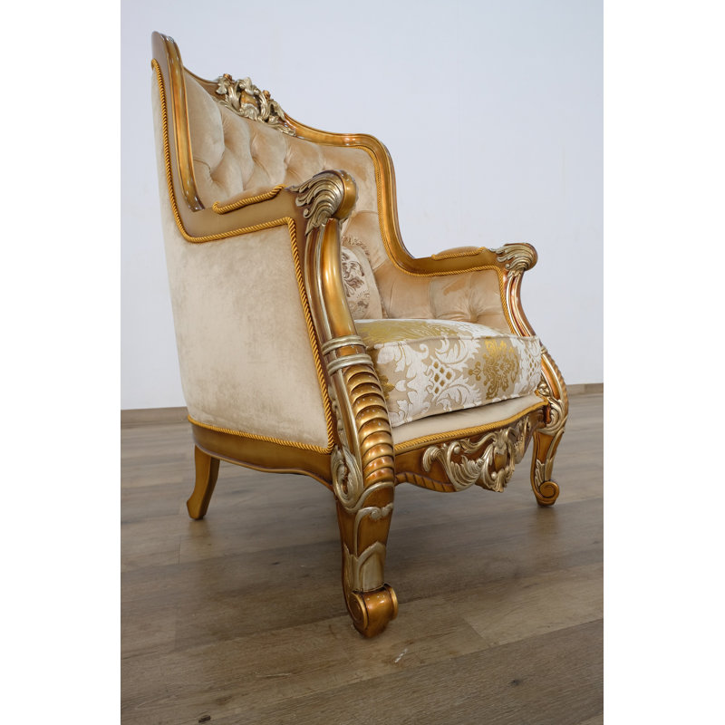 Fauteuil à oreilles capitonné de 33 po de large Saltford, Brun