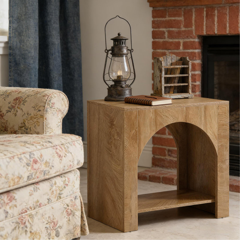 2 Tier Bedside Table,Classic End Table,Square Side Table