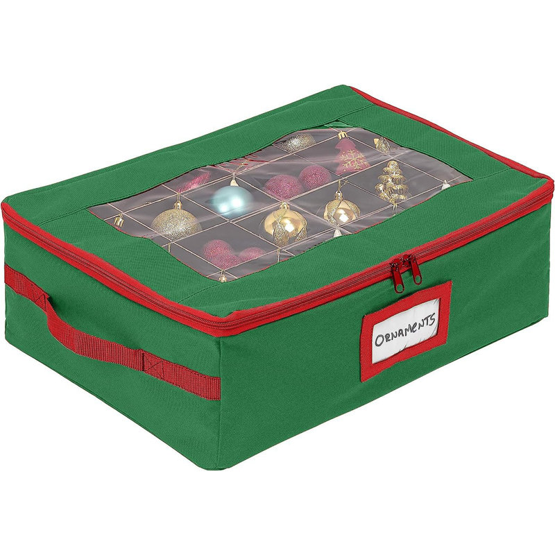 Boîte de rangement d'ornement de Noël sous le lit avec séparateurs, 2 plateaux amovibles individuels pouvant accueillir jusqu'à 48-3 po