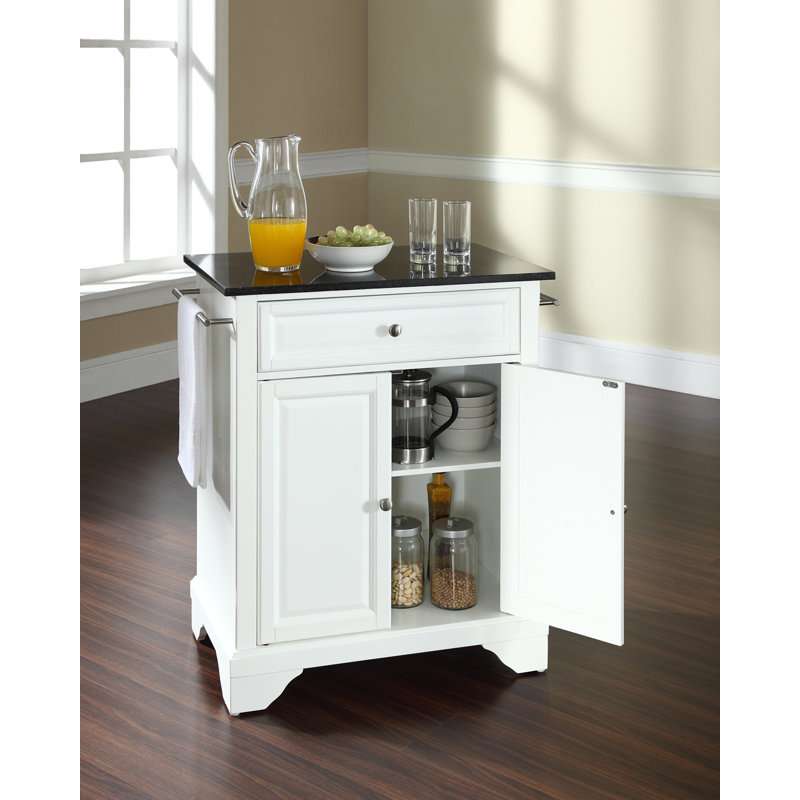 Chariot de cuisine avec plateau en granite Hedon, Blanc