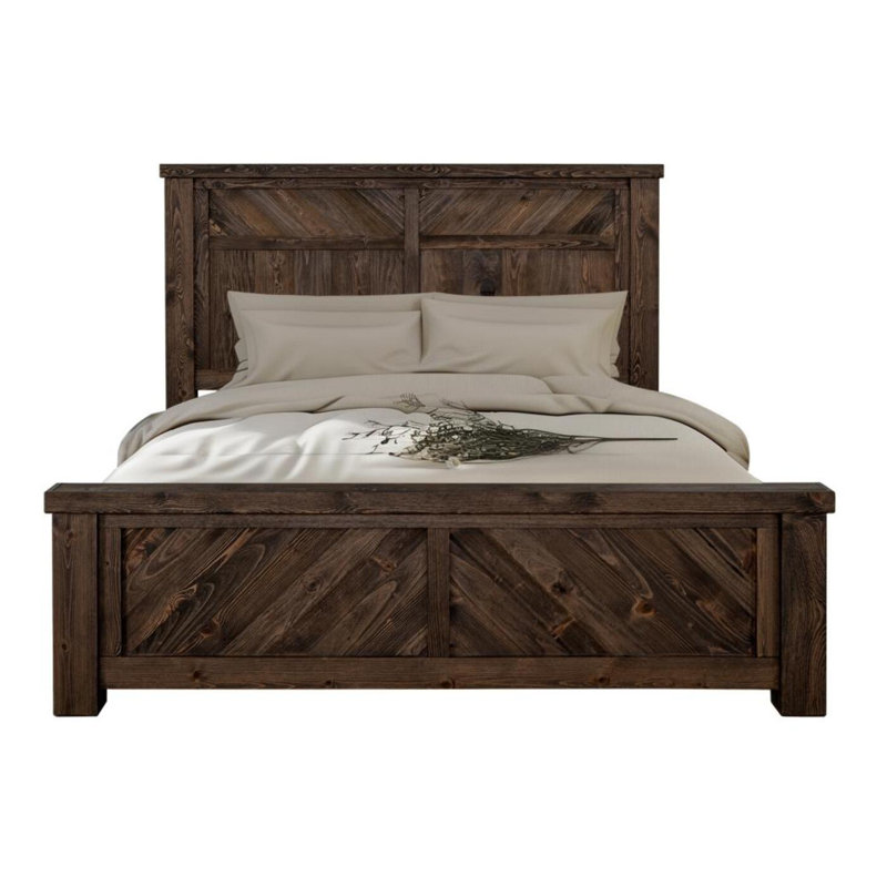 Lit en bois massif vieilli, Grand