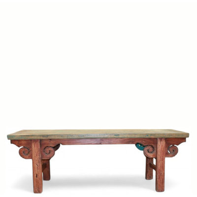 Vintage Green Top Bench or Coffee Table or Low Console Table