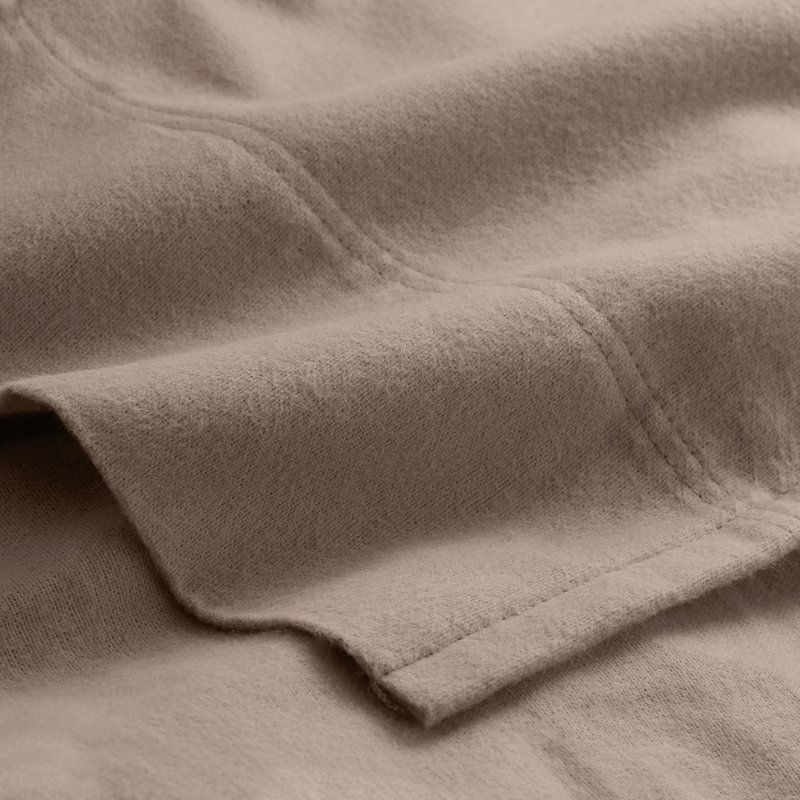 100% Cotton Flannel Sheet Set, Taupe, Twin Sheet Set with 1 Pillowcase