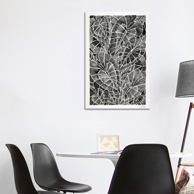Strickler noir Schismatoglottis Calyptrata, H 26 po x l 40 po x P 1,5 po, Pas de tapis, Toile tendue