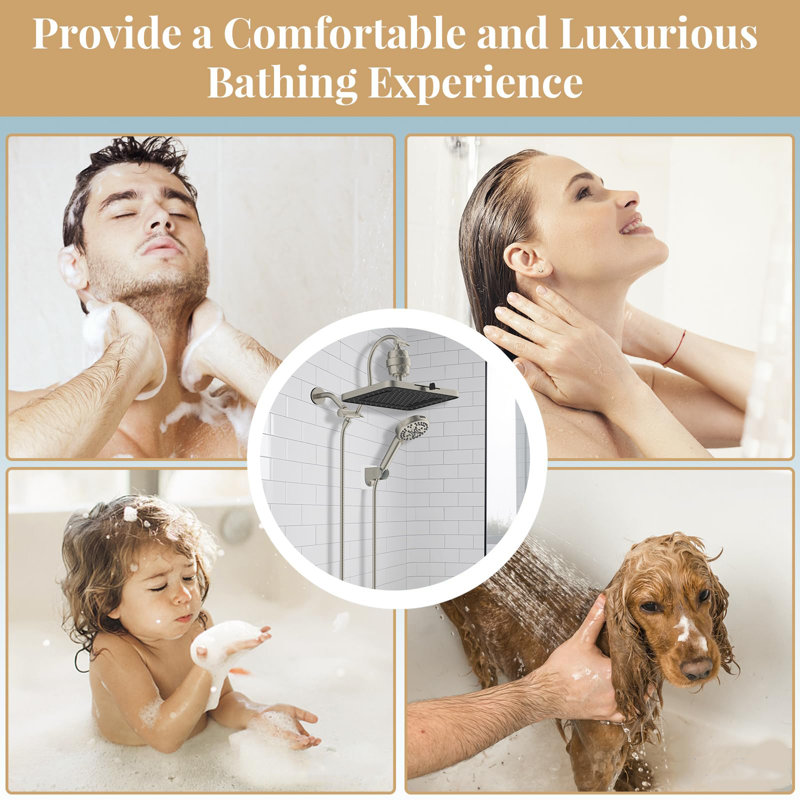 Premium 5-Spray 13" Dual Filter Shower Head Combo – High-Pressure 10-Mode Handheld Shower With 12" Adjustable Extension Arm, 20-Stage Filtration & 71" Hose