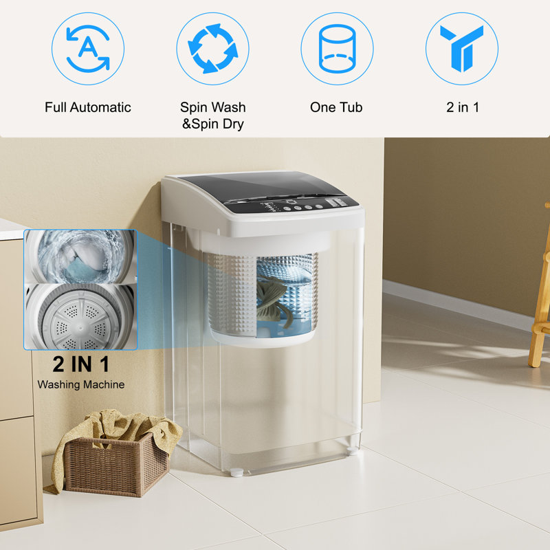 Compact Washer and Dryer Set,19LBS Portable Full-Automatic Washing Machine with Drain Pump & 13LBS Compact Dryer with Stainless Steel Inner Tub