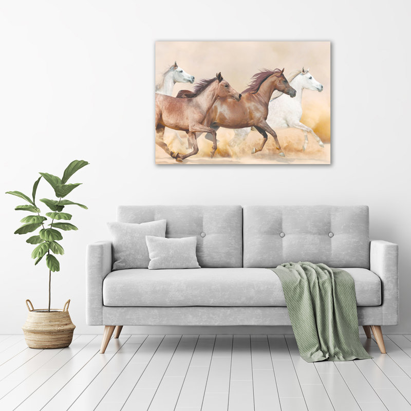 Horses In A Gallop - Wrapped Canvas Print