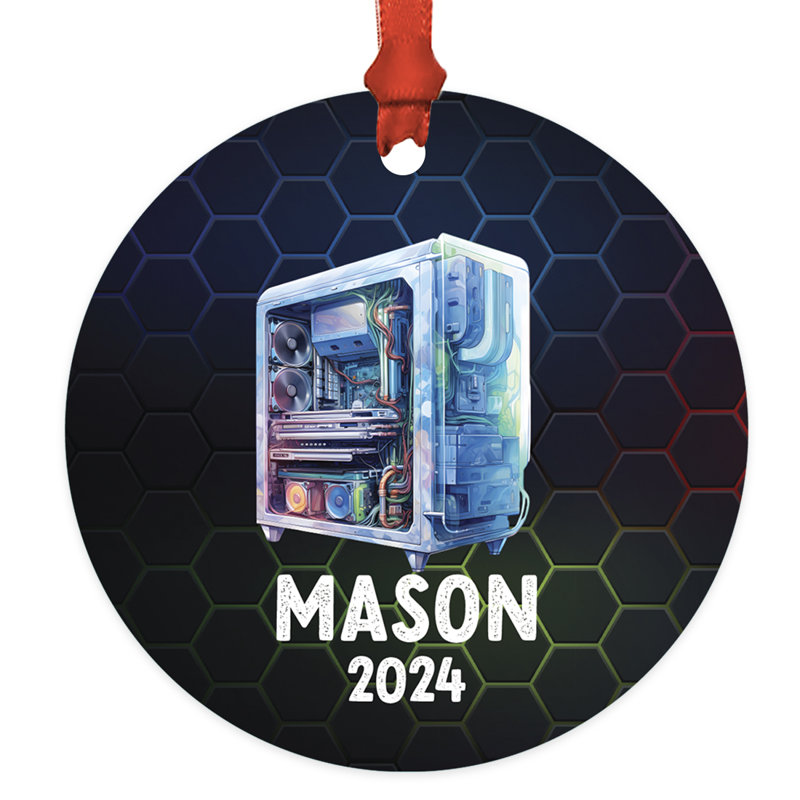 Ornement de Noël personnalisé PC 20x Gamer métal arbre de Noël décor avec nom, Oui