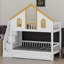 House-Style Bunk Bed with Integrated Storage Stairs and Pull-Out Trundle