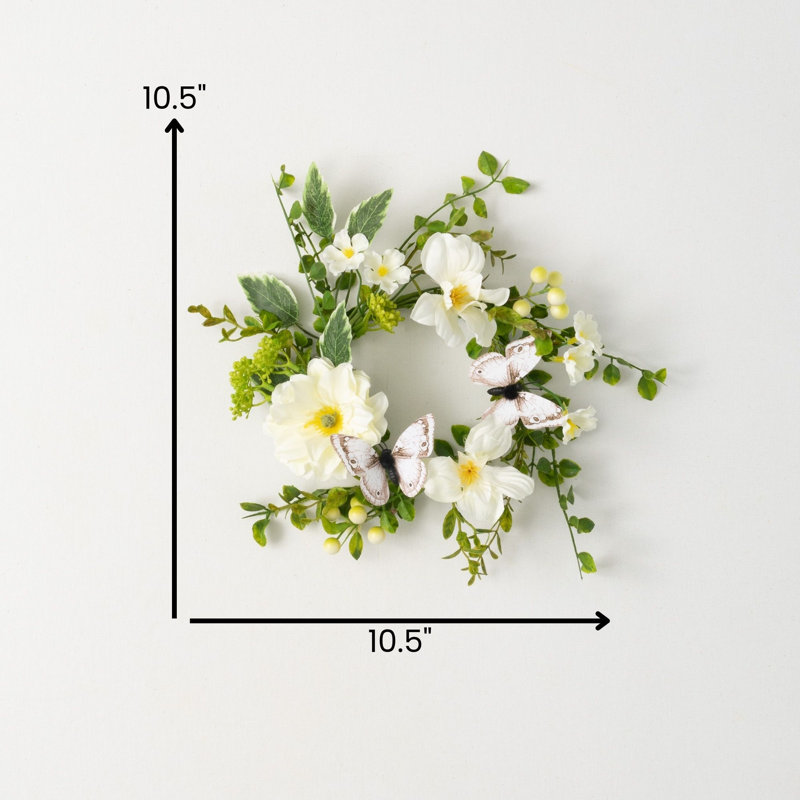 Couronne de botanique artificielle Dahlia, L 10,5 po x H 10,5 po x P 3,5 po