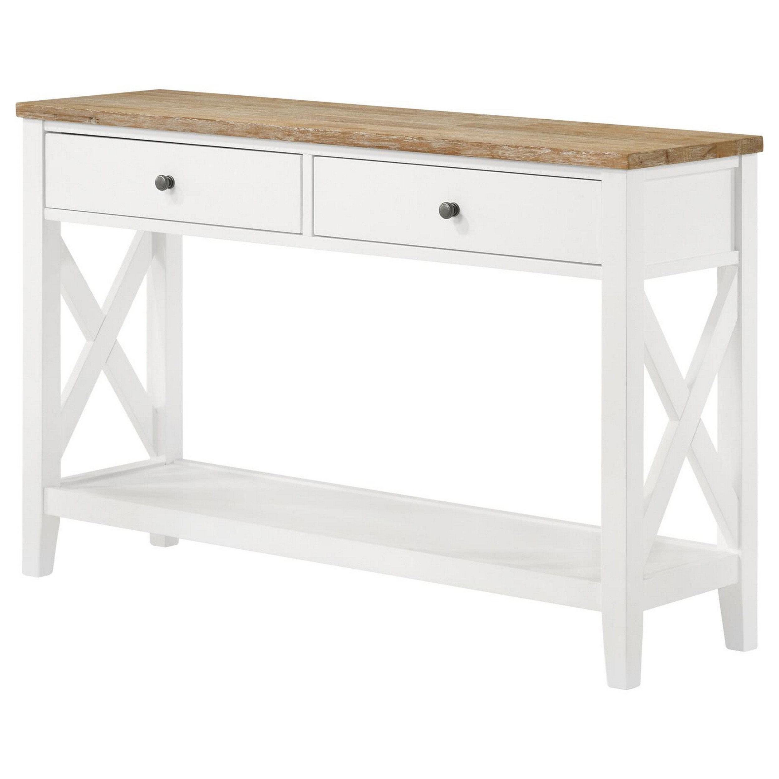 Gracie Oaks Veer Brown and White Rectangular Console Table Wayfair Canada