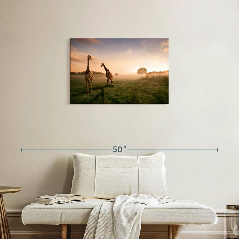 Brampt, girafes dans la savane, H 20 po x l 30 po