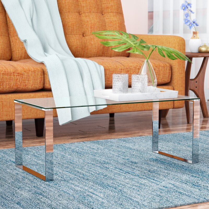 Table basse Talisa, H 16 po x L 35 po x l 14 po, Chrome
