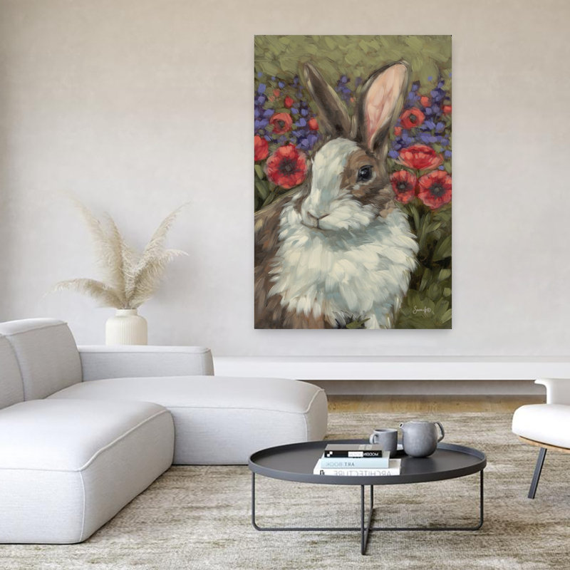 Spring Melody, art contemporain de lapin, H 60 po x l 40 po