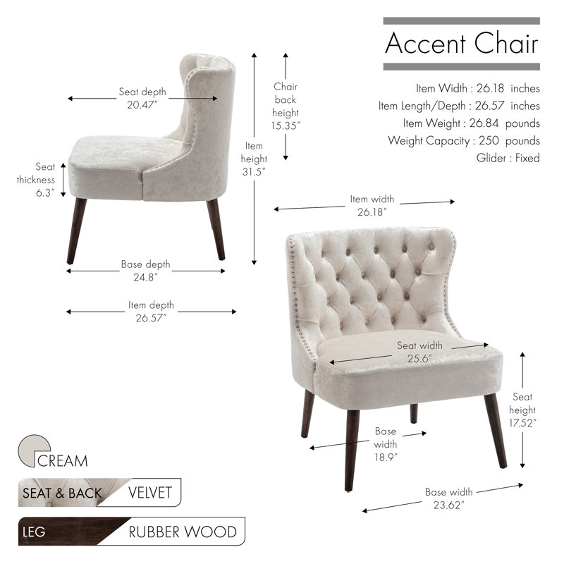 Fauteuil de chambre Kaleesi, Velours crème