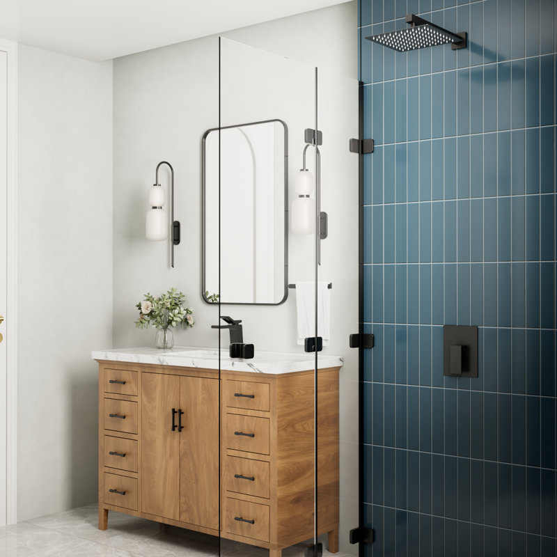 Crozet Rain Shower Head with Pressure Balance Valve, 10-Inch Single-Function Complete Shower System 1.8 GPM, Matte Black