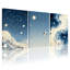 «Abstract Cosmic Stars Constellations Moon Waves Galaxy Reflections», ensemble de 3 impressions sur toile-1944960131