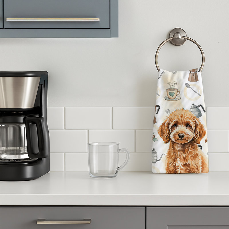 Serviette de cuisine Coffee Bar, Caniche miniature abricot