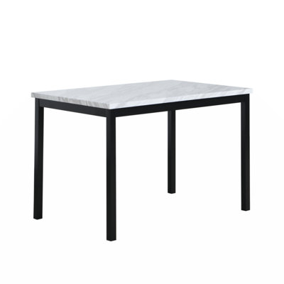 Lynnhaven Dining Table with Laminated Faux Marble Top and Metal Legs