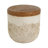 Laigha Modern Coastal Dual-Texture Round MGO Side Table with Faux Wood Grain Top for Patio, Balcony, Living Room