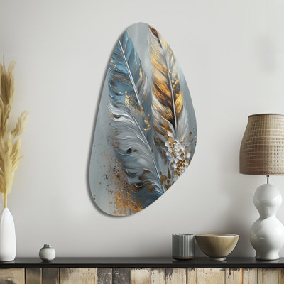 Una - Décoration murale irrégulière en forme de plume Glam