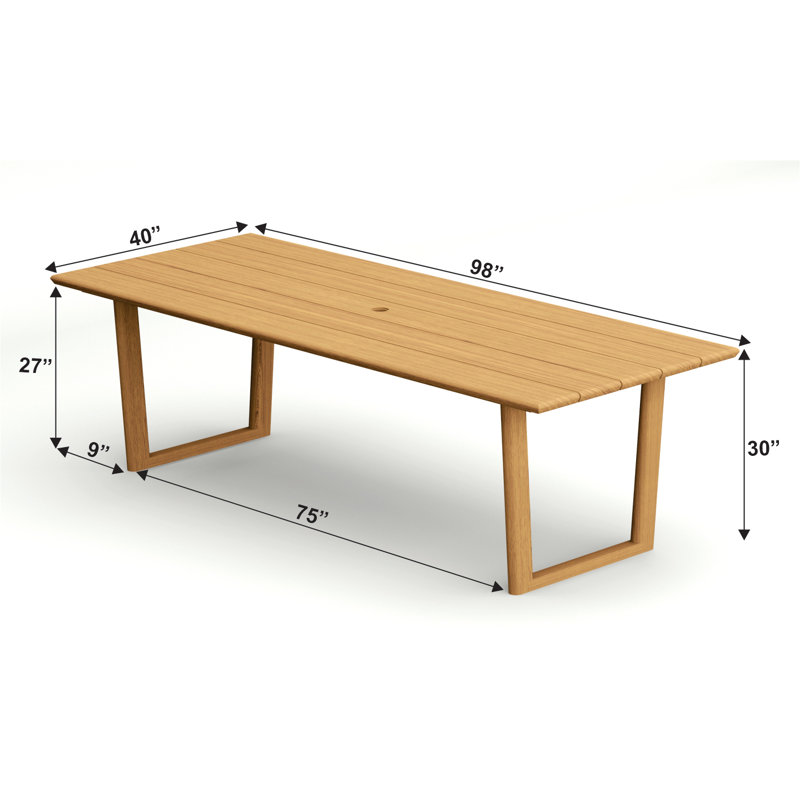 6 Seats 7 Pcs Grade-A Teak Wood Dining Set: 98" Sema Rectangle Table And 6 Amilo Stacking Arm Chairs #11AM3206, 6