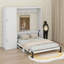 Lit escamotable en bois avec bureau et garde-robe, armoire grand lit avec station de charge, lit escamotable