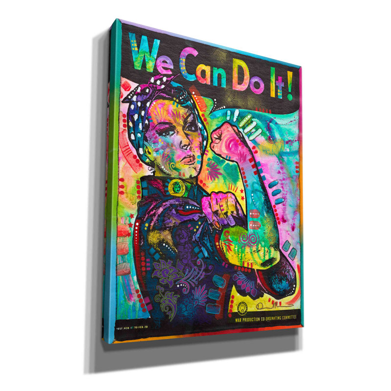 «We Can Do It» par Dean Russo, art mural sur toile, H 16 po x l 12 po x P 0,75 po