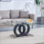 Table basse moderne en verre transparent minimaliste avec base en panneau de fibres à densité moyenne noir, facile à nettoyer et amp; Gain de place pour le salon