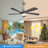  52 in. Integrated LED Indoor Downrod Mount Black Solid Wood Blades Standard Ceiling Fan with Dimmable Light, Remote-745633548-745633558
