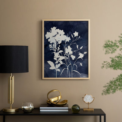 Indigo Botanical II, reproduction encadrée revisitée - bois massif