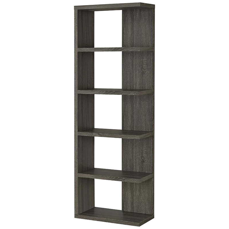 5-shelf Weathered Grey Shelf Unit | Versatile For Office And Home Use Bookcase With 5 Levels Of Storage Organize Your Space