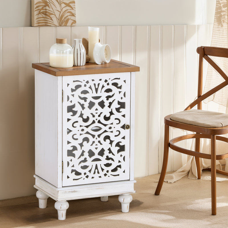 2 - Door Rectangle Accent Cabinet, White