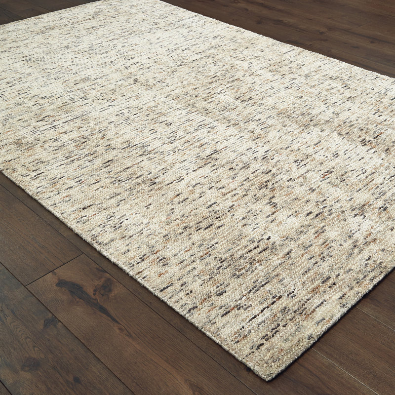 Legends  Handmade Tufted Wool Ivory/Sand Area Rug, Rectangle 8' x 10'