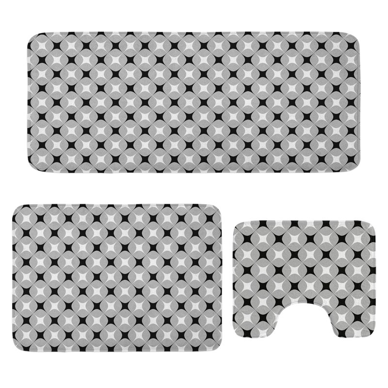  Ensemble de tapis géométriques pour salle de bain 3 pièces