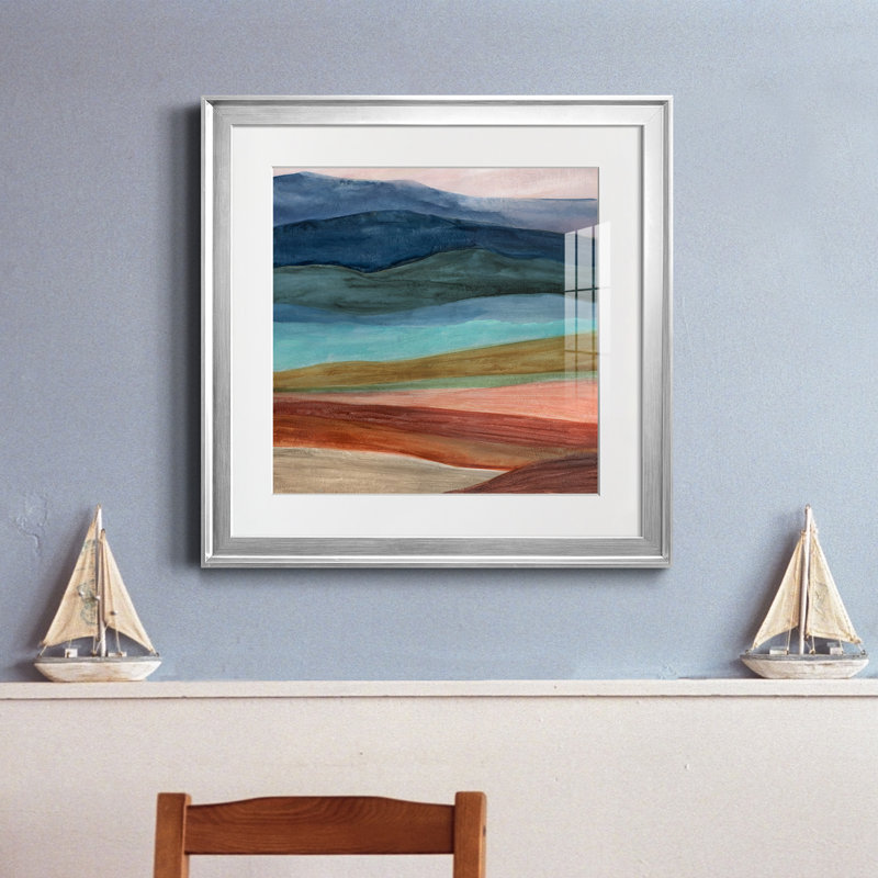 Desert Desert Layers - Peinture encadrée, H 22,5 po x l 22,5 po x P 1,5 po, Toile encadrée argentée