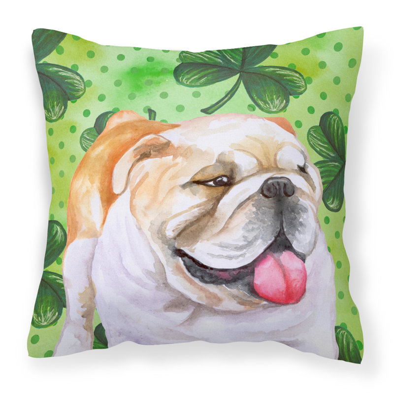 Coussin intérieur/extérieur st patrick, Bouledogue anglais, 18 po x 18 po
