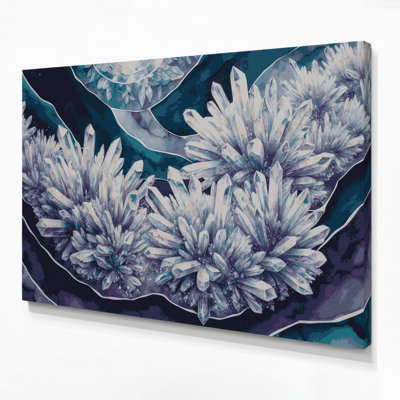 Art mural sur toile gris avec motifs de croissance cristalline