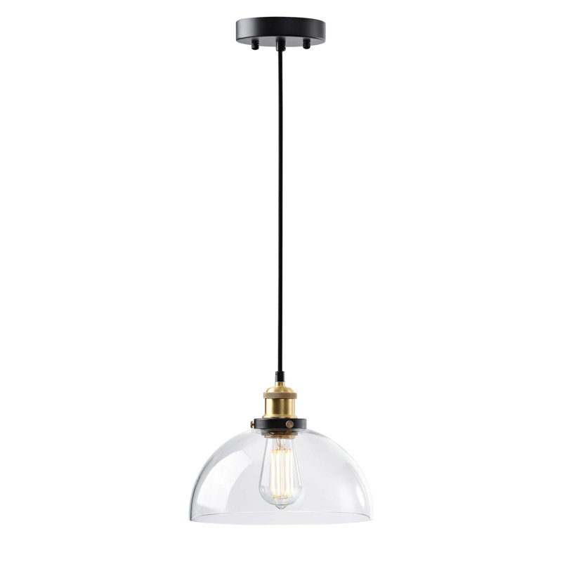 Bracondale 1-Light 9.7'' Antique Gold and Black Dome Pendant