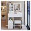 Petite coiffeuse 29,2 po avec miroir coulissant et tabouret rembourré, coiffeuse compacte blanche avec tiroir de gauche et rangement multicouche pour les petits espaces-2003682757