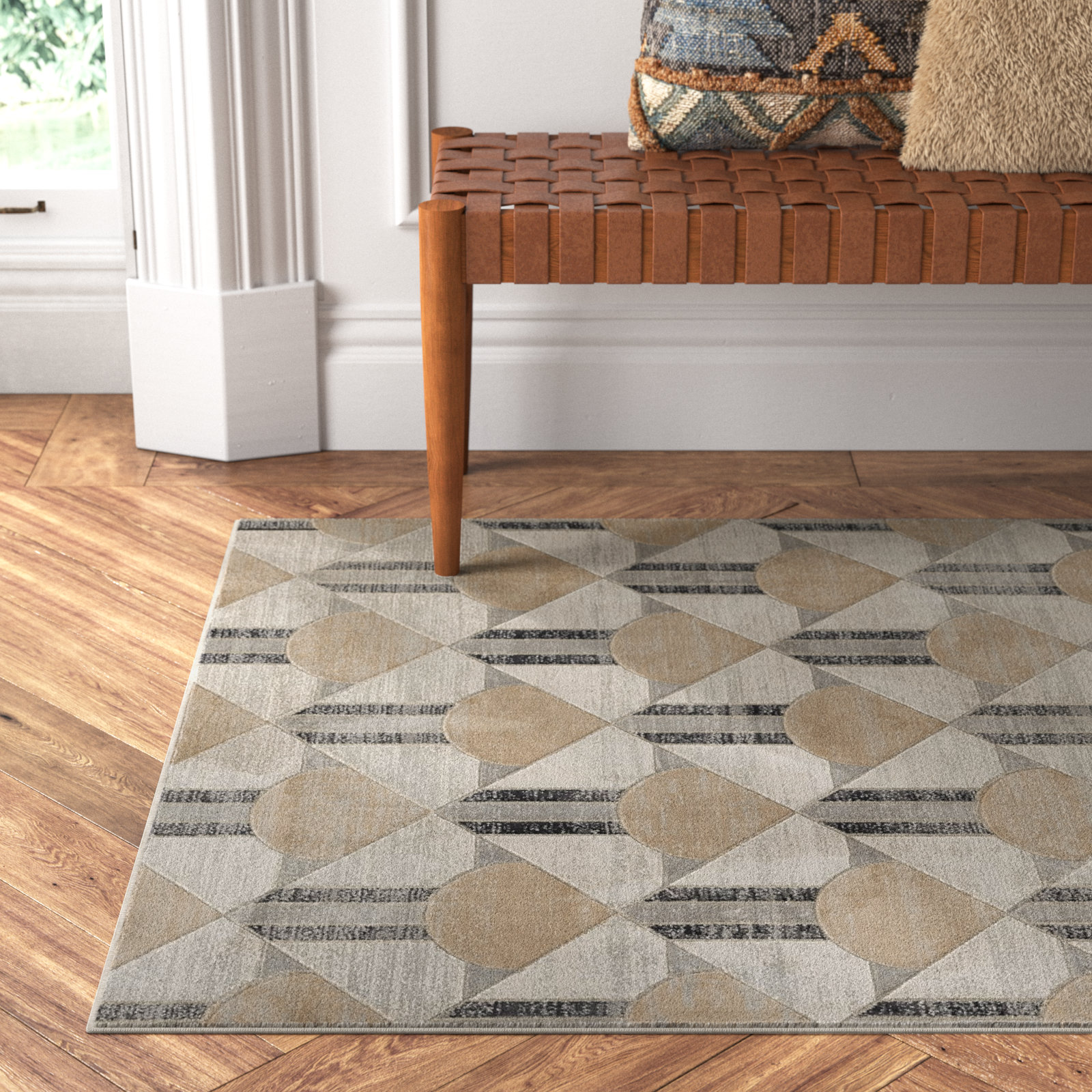 Solage Charcoal Geometric Rug, Rectangle 3'10" x 5'7"